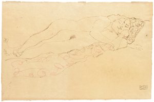 İki uzanmış nü, c.1913 by Gustav Klimt