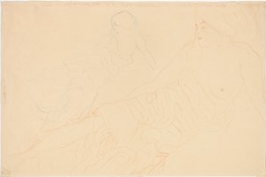 Yatan bir kadınla ilgili iki çalışma, 1913 by Gustav Klimt
