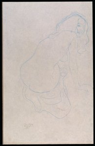 Sağa Eğik Uzun Saçlı Kadın, c.1910-11 by Gustav Klimt