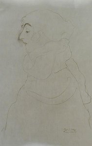 Profildeki Kadın, c.1904-06 (kağıt üzerine kalem) (s/b fotoğraf) by Gustav Klimt