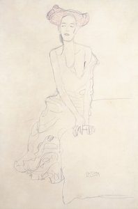Genç Kadın, elleriyle kendini destekliyor by Gustav Klimt
