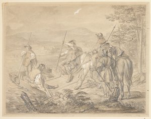 Bir feribotla binicilerle manzara by Gustav Schlick