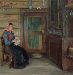Örgü kadın ile çiftçiler iç by Gustav Wentzel