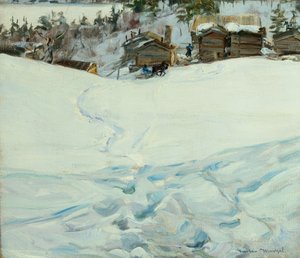 Kış manzarasında dağ çiftliği by Gustav Wentzel