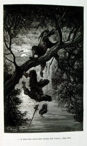 Pierre Théophile Gautier'in (1811-1872) 'Le Capitaine Fracasse' için Gustave Dore'un çizimi, Fransız, Yazar, şair, ressam, sanat eleştirmeni. Gautier, Romantizmin savunucusuydu, Gautier'nin çalışmalarını sınıflandırmak zordur ve birçok  by Gustave (after) Dore
