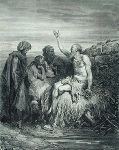 Job ve Arkadaşları, J. Regnier tarafından oyulmuş, c.1868 (gravür) by Gustave (after) Dore