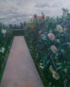 Bahçe yolu ve dahlias yatakları, Petit Gennevilliers by Gustave Caillebotte