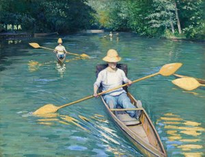 Skiffs, 1877. by Gustave Caillebotte