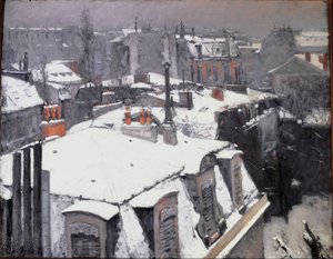 Çatıların görünümü (Karın etkisi) - tuval üzerine yağlı boya by Gustave Caillebotte