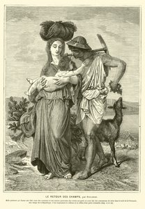Tarlalarda geçen bir günün ardından eve dönen antik Roma köylüleri (gravür) by Gustave Clarence Rodolphe Boulanger