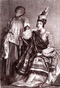 Signare, Senegal'in Saint Louis şehrinde melez-Fransız Afrikalı kadınlar. 1861 (gravür)
