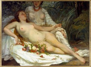 Yıkananlar iki çıplak kadın diyor. Gustave Courbet
