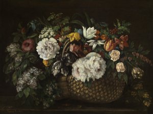 sepetteki çiçekler by Gustave Courbet