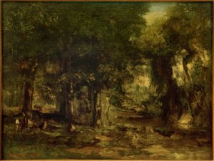 Plaisir-Fontaine akışında geyik teslimatı by Gustave Courbet