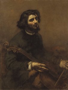 Çellist (otoportre) - The Cellist (Otoportre), Courbet, Gustave (1819-1877). tuval üzerine yağlıboya by Gustave Courbet