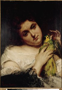 Bir papağan ile bir bayanın portresi Boyama Gustave Courbet tarafından by Gustave Courbet