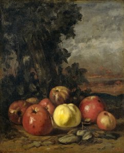 Elma ile Natürmort by Gustave Courbet