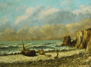 Sahilde İki Tekne, by Gustave Courbet