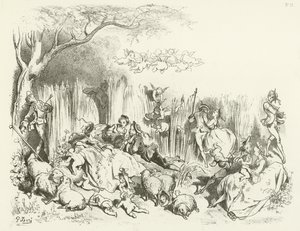 Louis XV altında bir Pastoral (gravür) by Gustave Dore
