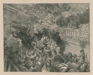 Kalabalık bir at arabası by Gustave Dore