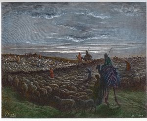 Abraham Kenan Diyarına Yolculuk - Abram Kenan diyarına yerleşti - Gustave Dore (1832-1883) tarafından “The Bible illustree” gravürü - “The Dore Bible” dan gravür by Gustave Dore