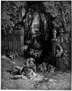 Alcina ve Ruggiero mutlu aşıklar olarak, by Gustave Dore