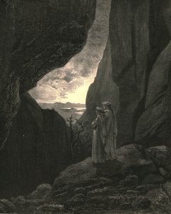 Bu gizli yoldan rehberim ve ben, adil dünyaya geri dönmek için girdik, c1890. by Gustave Dore