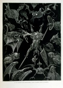 Croque-Mitain; 1863 illüstrasyonu, Gustave Dore (1832 – 1883); Fransız ressam, grafiker, illüstratör. Croque-Mitaine (Öcü), çocuklara onları korkutmak ve böylece daha akıllı hale getirmek için sunulan kötü niyetli bir karakter. by Gustave Dore