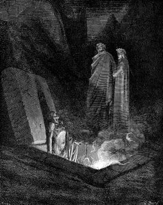 Dante ve Virgil cehenneme bakıyor, 1863. by Gustave Dore