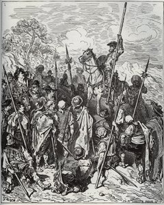 Don Kişot ve Sancho anıran köylülerin filosu ile - Miguel Cervantes