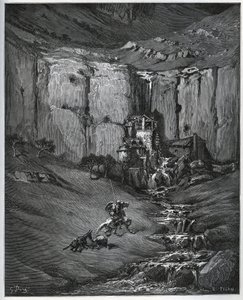 Don Kişot ve Sancho Panza, endişelerine neyin sebep olduğunu keşfettiler, bir şelale ve bir değirmen bir foulon - Miguel Cervantes