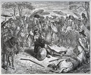 Don Kişot bir grup tüccarın ortasında dövüldü - Katır yapımcısı oyunun tadına bakmıştı - Miguel Cervantes