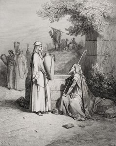 Eliezer ve Rebekah, Yaratılış 24:15-21, Dore