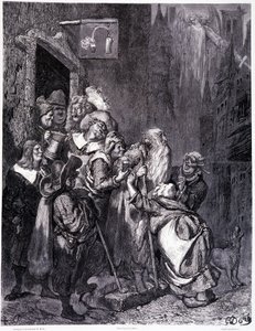 Bu hana girin, plaka IV - Pierre Dupont tarafından dolaşan La legende du Jeif için Gustave Dore (1832-1883) illüstrasyonu, Librairie du magasin pitoresk baskı, Paris 1862 by Gustave Dore