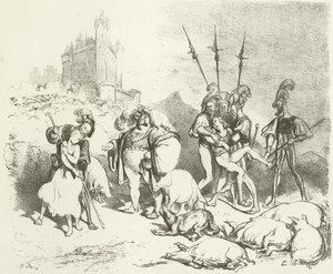 Bertrand du Guesclin, á leið frá Bordeaux til Parísar, og fékk stöðugt lof fólksins rki by Gustave Dore