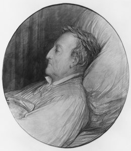 Gioacchino Rossini ölüm döşeğinde, 1868 (kağıt üzerinde kömür ve guaj vurguları) by Gustave Dore