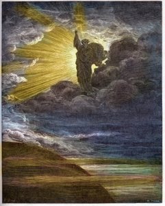 Işığı yaratan Tanrı - Işığın Yaratılışı - Eski Ahit (Yaratılış) - Işığın yaratılması - Gustave Dore (1832-1883) tarafından yazılan “İncil illustree”deki gravür - “The Dore Bible”dan gravür by Gustave Dore