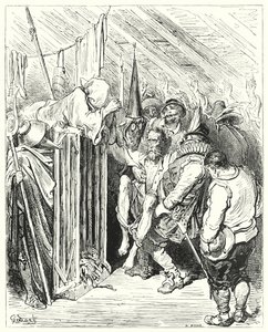 Gustave Dore'un Don Kişot'u: "Sabırsız olma, Ey Korkunç Figür Şövalyesi, hapsedilmen için" (gravür) by Gustave Dore