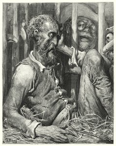 Gustave Dore'un Don Kişot'u: "Don Kişot, büyüsüne olduğu kadar onun tarzına da hayran değildi" (gravür) by Gustave Dore
