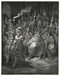 Gustave Dore'un Don Kişot'u: "'Mart!' quot Sancho, 'bunu nasıl yapabileceğimi düşünüyorsun?'" (gravür) by Gustave Dore