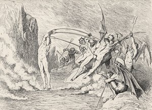 Dante'nin İlahi Komedya - Cehennem (La Divina Commedia, L'Inferno) için İllüstrasyonu by Gustave Dore