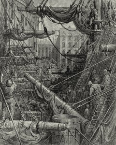Londra Rıhtımlarında. Gravür: Gustave Doré. Gönderen: quot;London - A Hacquot;, WB Jerrold#39;un metni, kazınmış C. Maurant, 1872. by Gustave Dore