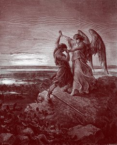 Yakup melekle güreşiyor, Doré tarafından. - Kutsal Kitap by Gustave Dore