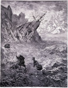 Denizleri geçiyorum... levha X - Pierre Dupont tarafından dolaşan La legende du Jeif için Gustave Dore (1832-1883) çizimi, Librairie du Magasin Picturesque, Paris 1862 by Gustave Dore