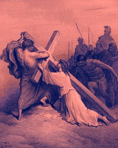 İsa çarmıhın altına düşüyor - İncil by Gustave Dore