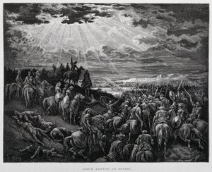 Joshua güneşi sabit tutuyor, Dore İncilinden Örnek by Gustave Dore