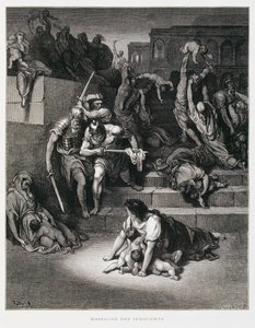 Kral Herod masumların Katliamı emrini veriyor, Dore İncilinden Örnek by Gustave Dore