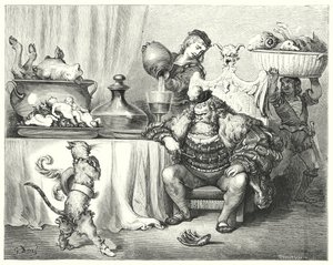 Usta Kedi veya Önyükleme Kedisi; Çizmeli Kedi (gravür) by Gustave Dore