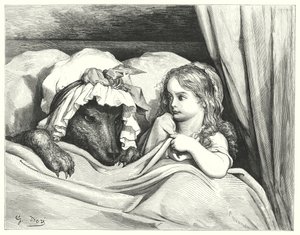 Le Petit Şaperon Rouge; Kırmızı Başlıklı Kız (gravür) by Gustave Dore