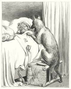 Le Petit Şaperon Rouge; Kırmızı Başlıklı Kız (gravür) by Gustave Dore